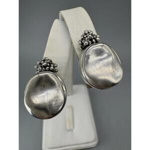 Vintage Michael Dawkins 925 Sterling Silver Oval Bean Pierced Stunning Earrings